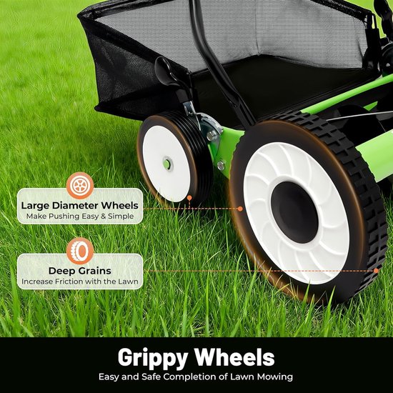 Hand grasmaaier - Cilindermaaier - Gazon Onderhoud - Milieuvriendelijk Werken - 40 cm Snijdbreedte - Groen — afbeelding 2