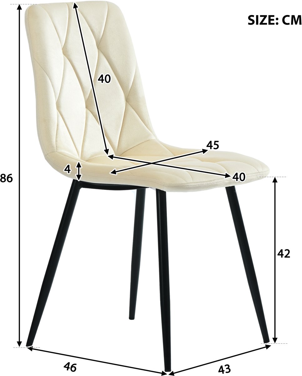 5-delige Eettafelset met Ronde Uitschuifbare Tafel (100-140 cm) en 4 Beige Velours Stoelen - Eetkamer Set - Moderne Eettafel voor 4-6 Personen met Praktische Uitschuiffunctie – foto 2