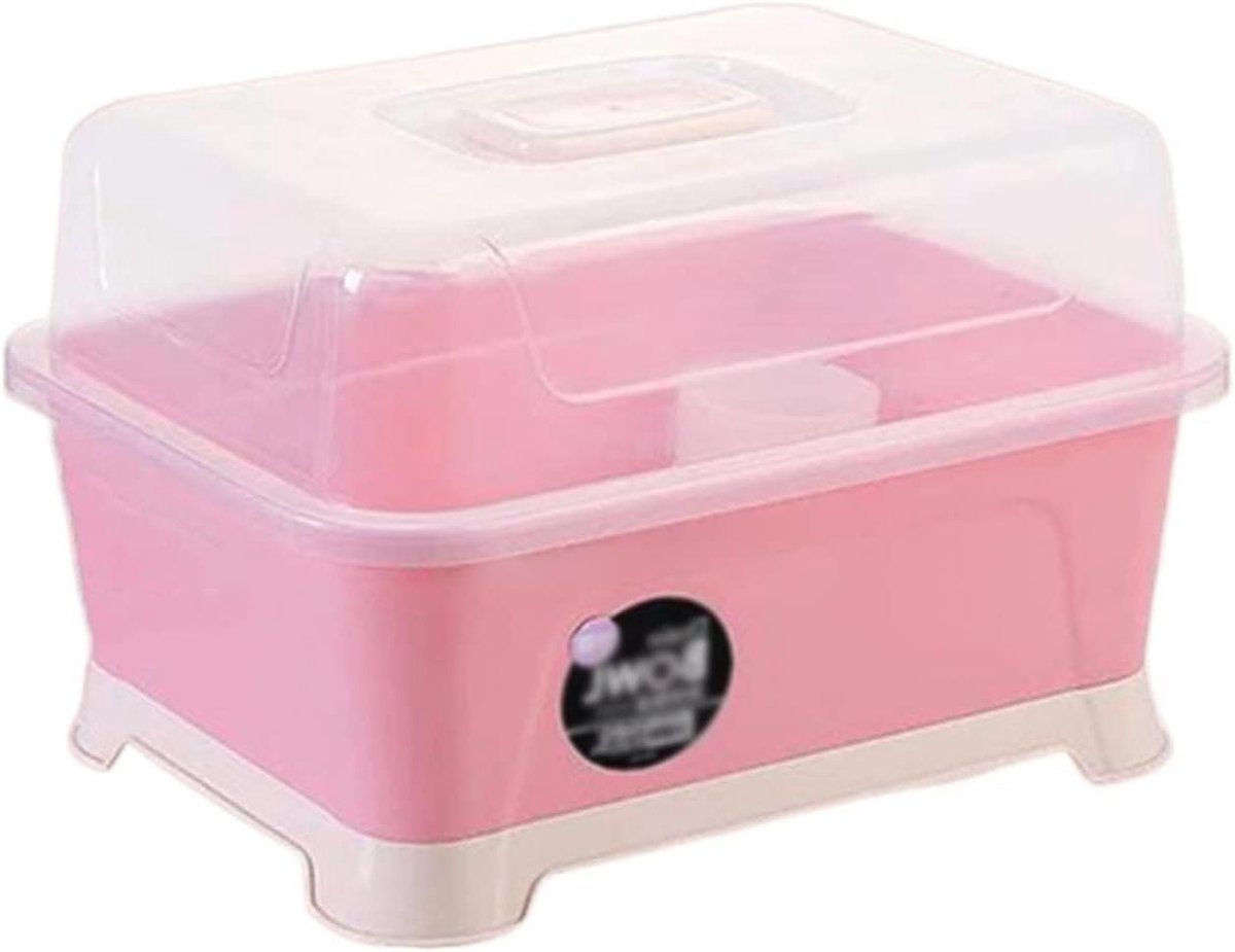 Dressoir Huishoudelijke afdruipkommen met deksels Keukenopbergschalen Servies Opbergrekken Serviesdozen Servieskasten Keukenkast (Color : Pink, Size : XL)