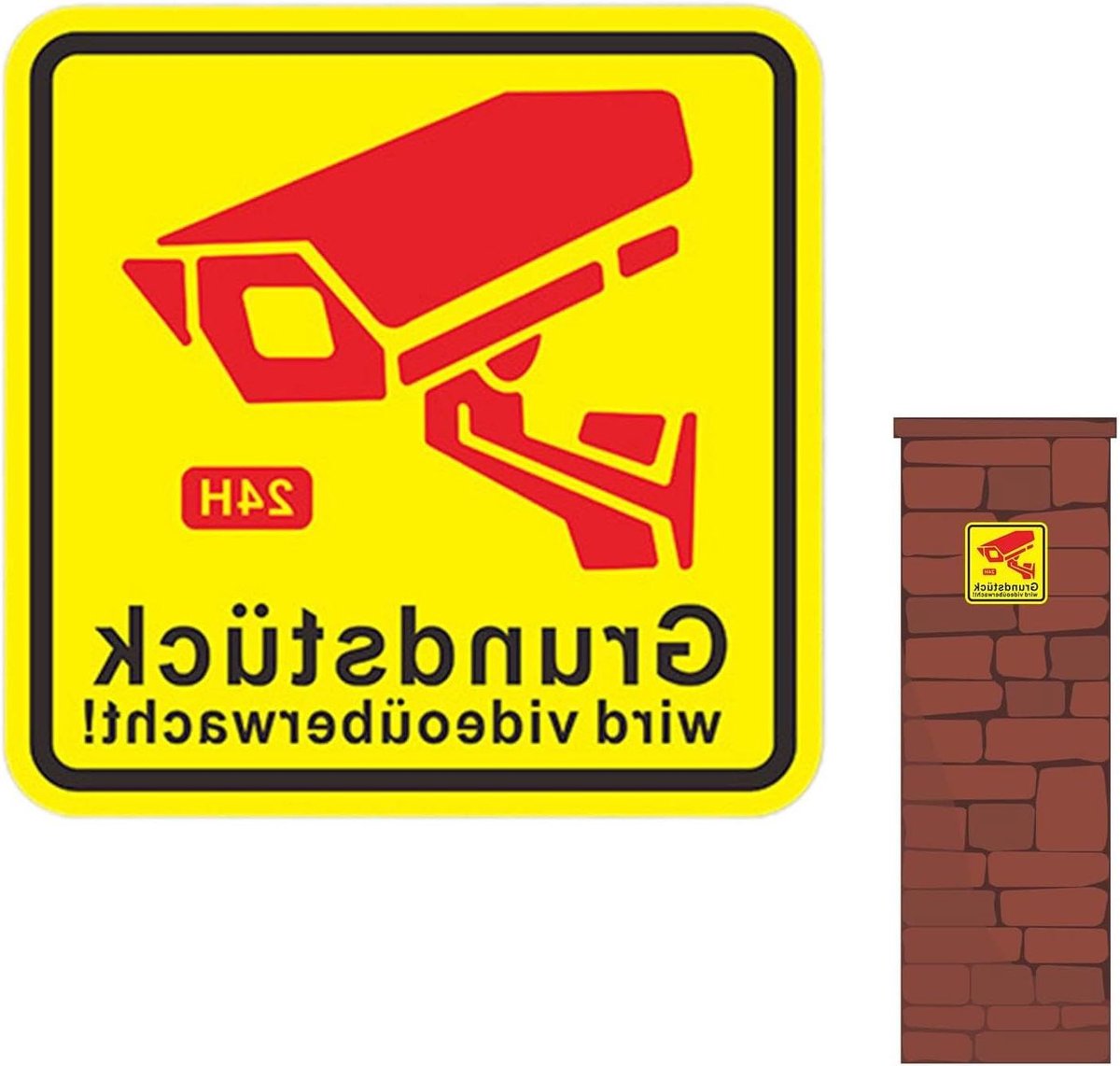 Cameraborden Buiten - Observatie Stickers - Beveiliging Verhogen - Waterdicht PVC Materiaal - 11x11 cm - Zwart
