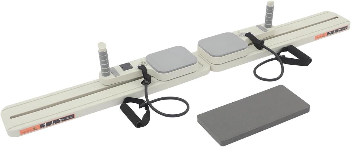 Multifunctionele buikspierplank, inklapbaar, draagbaar, pilatesboard met weerstandsbanden en kniemat, automatische rebound-afroller met elleboogsteun, buikspieroefeningsapparaat voor de hele