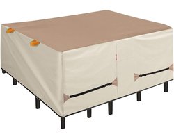 Porch Shield Terrastafelhoes - waterdichte outdoor eettafel en stoelen meubelset hoes vierkant - 213,4 x 213,4 cm, lichtbruin en kaki