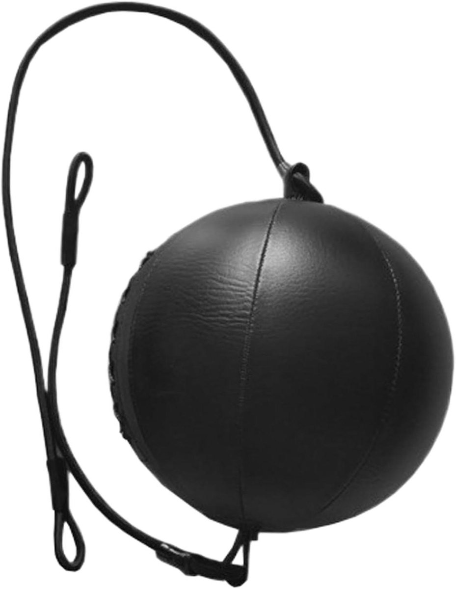 Boksreflexbal - Bokstrainingsbal Snelheidsbal - Reactietijd Verbeteren - Robuuste PU Constructie - Diameter 20 cm - Zwart