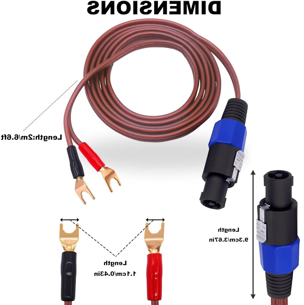 Luidsprekerkabel - Audio kabel - Muziek Overzetten - Vergulde Connectoren - 2 meter - Zwart