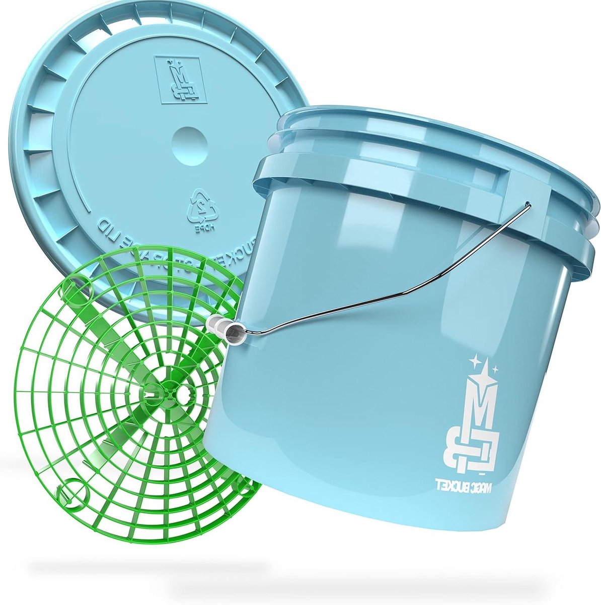 Wasemmer met Grit Guard - Autowas emmer - Schoonmaken Voertuigen - Extra Stabiele Wanddikte - 13 Liter Capaciteit - Babyblauw Groen