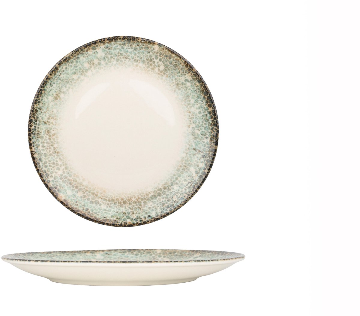Kütahya Porselen Dessertbord - Rust Green - Porselein - 23 cm - set van 6