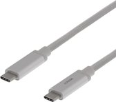 DELTACO USBC-1368M USB-C naar USB-C kabel 10 Gbit/s - 40W - 1,5 meter - Zilver
