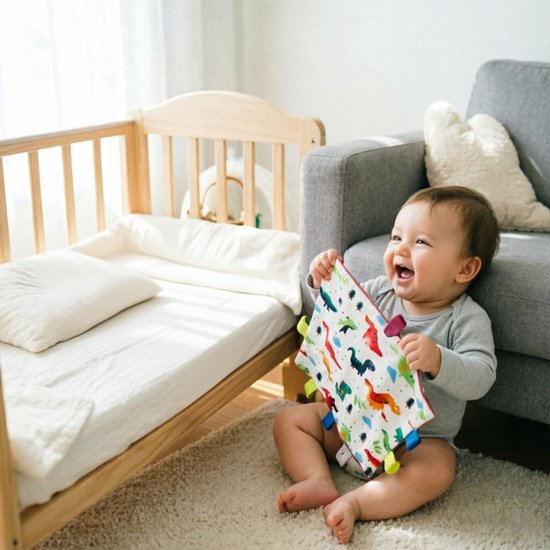 Baby comfort deken - Mini deken - Spelen en knuffelen - Met zachte labels - 25 x 25 cm - Rood van Baby Comfort© — afbeelding 2