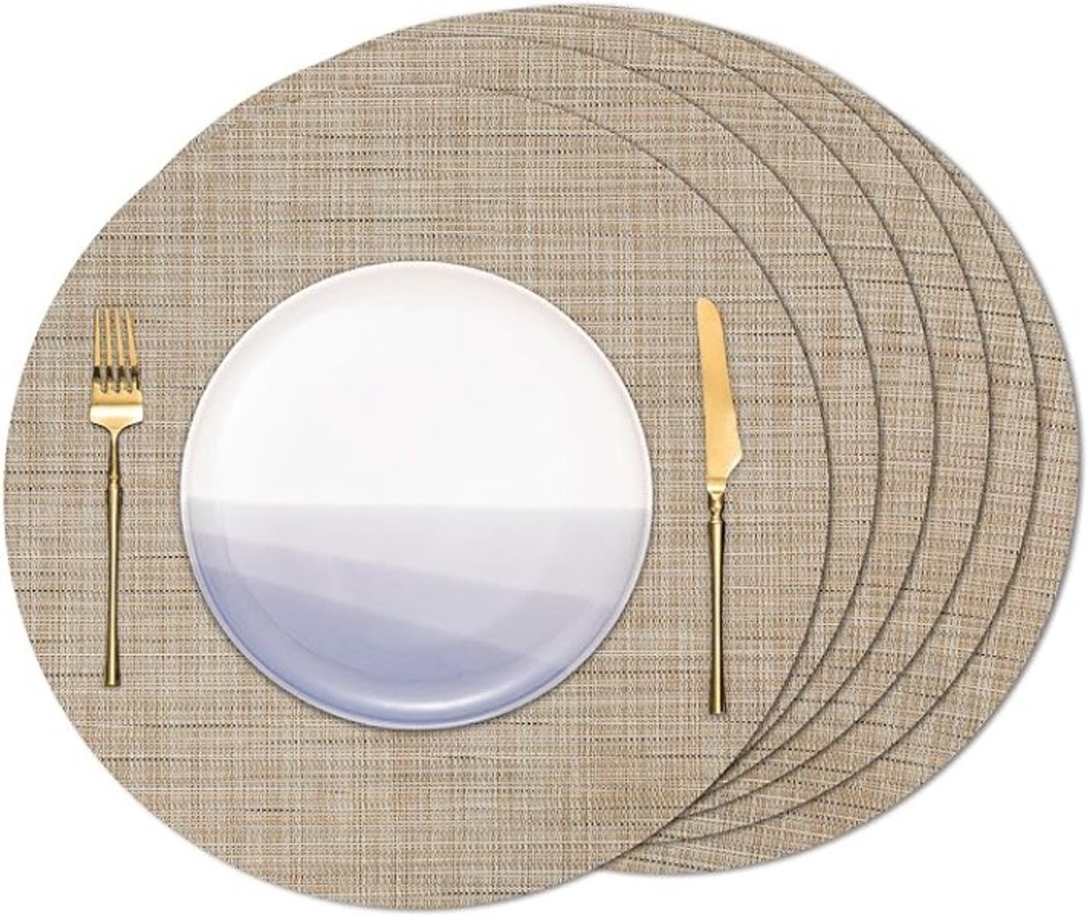 Set van 6 ronde antislip placemats, zwart, 38 cm