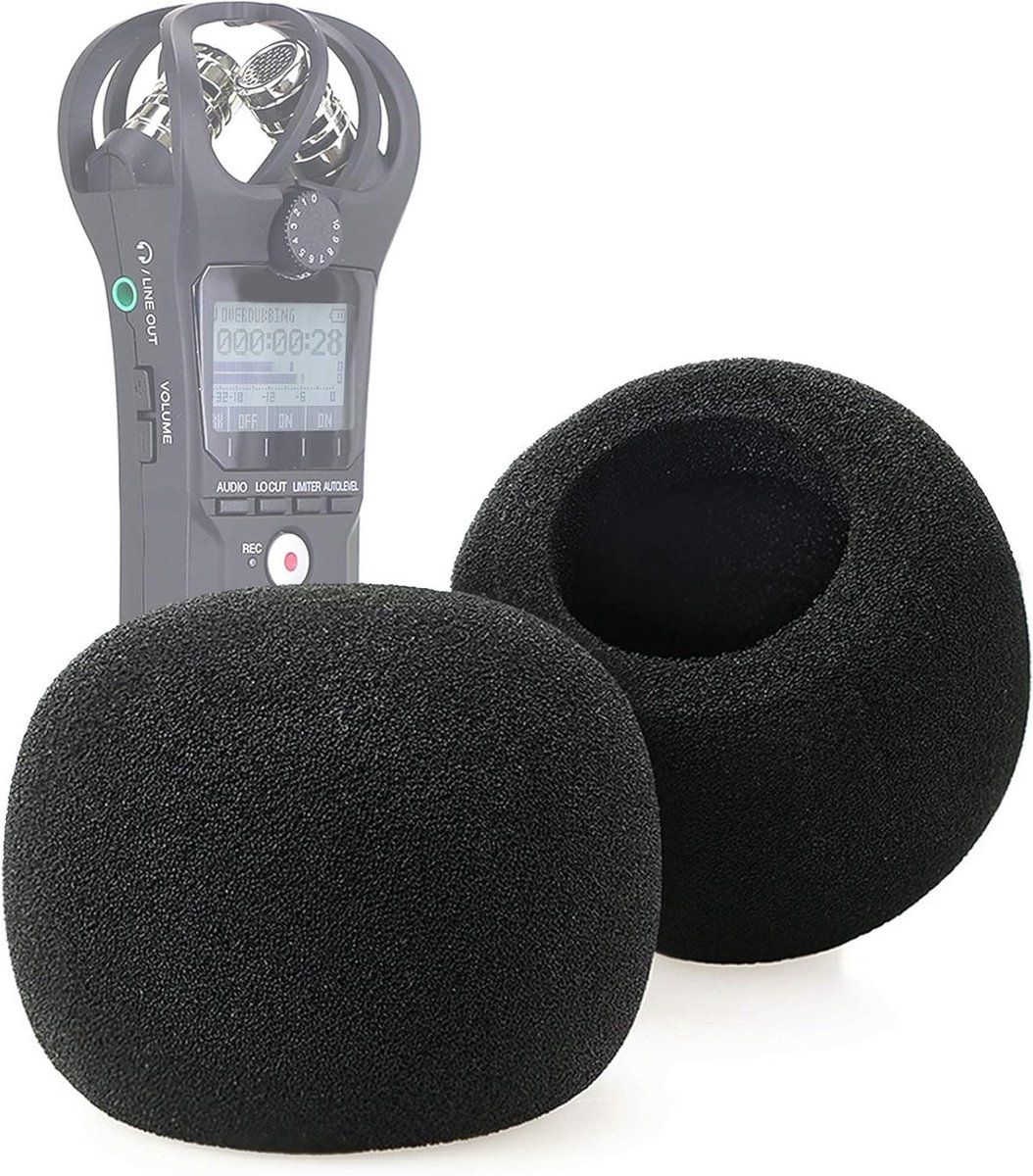 Voorruit Schuim - Microfoonhoes - Geluid Verbeteren - Set van 2 - 12 x 8 cm - Zwart