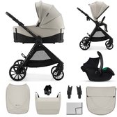 Kinderkraft VESTO 2 – 3-in-1 kinderwagen – Accessoireset + adapters – Reiswieg 3-zone ventilatie – Omkeerbare zitting – Beige