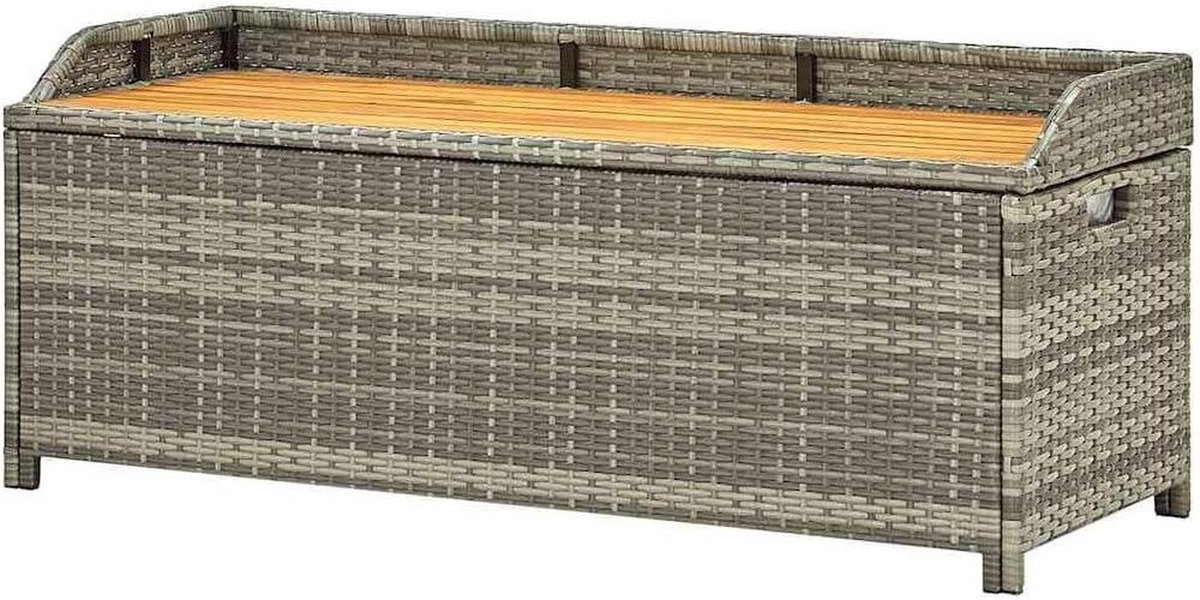 Tuinopbergbank - Opbergkist Bank - Tuinspullen Opbergen - Waterbestendig Poly Rattan - 120 x 50 cm - Grijs