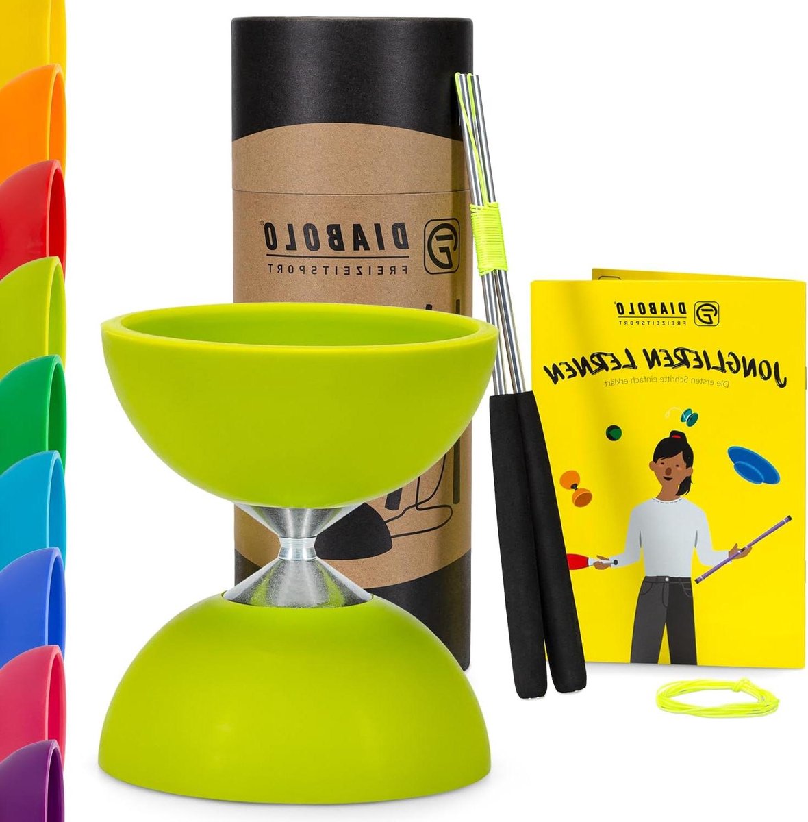 Jongleerset Diabolo - Vrijetijdssport Gadget - Motoriek Trainen - Aluminium Handstokken - 105 x 120 mm - Lichtgroen
