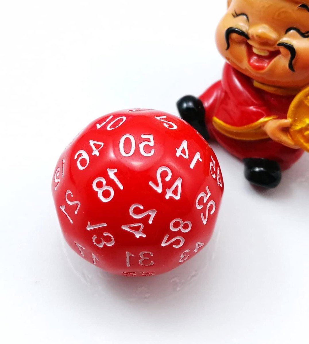 Veelvlaks Dobbelstenen - RPG Dobbelstenen - Spelplezier Vergroten - 50 Zijdige Unieke Vorm - 30 mm Groot - Rood