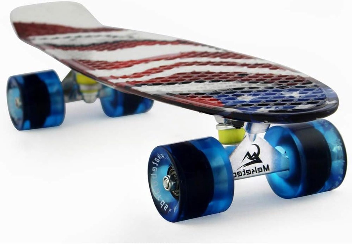 Mini Cruiser Skateboard Beginners Board Straat Gebruik Unieke Truck Kleuren 22 Inch Amerikaanse Vlag