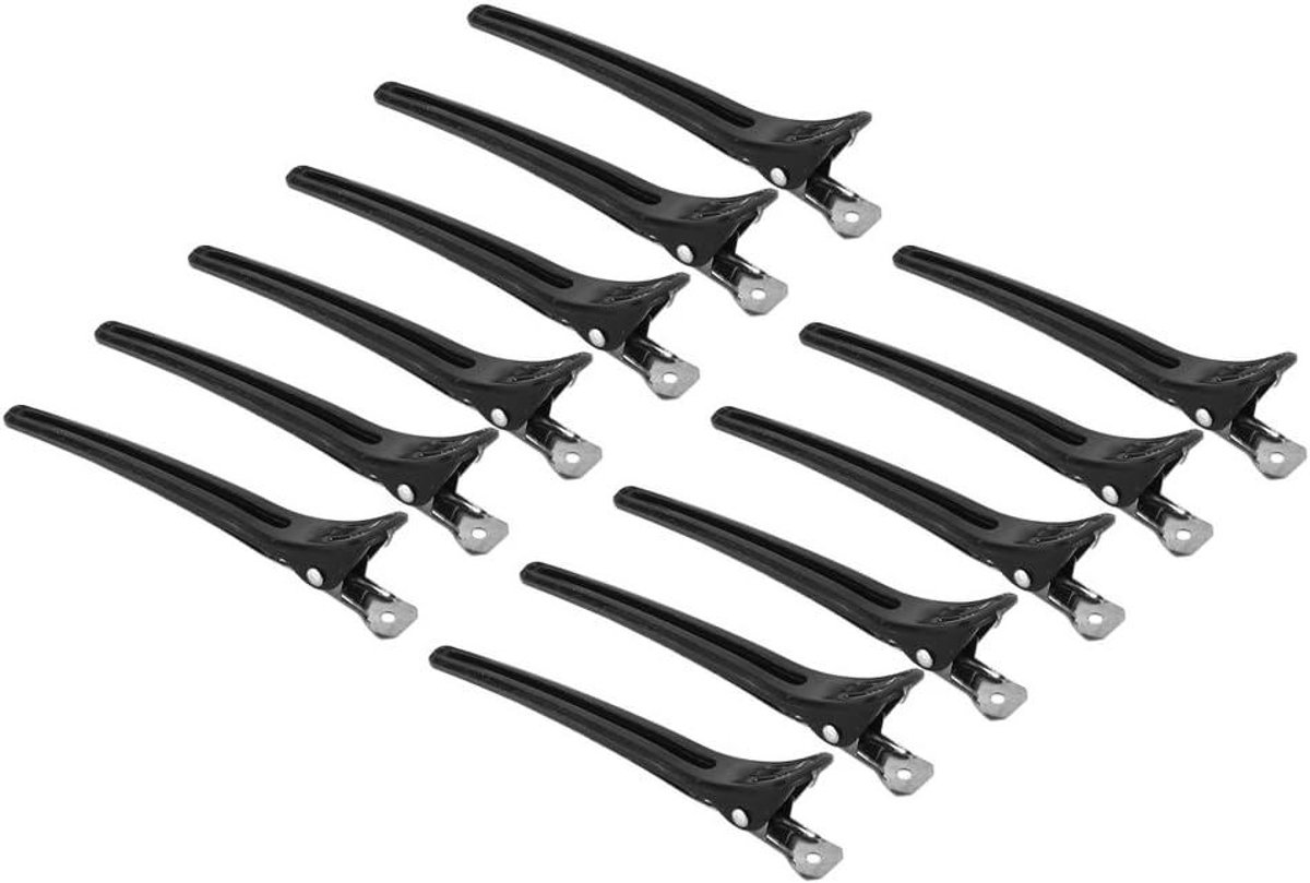 Haarklemmen Set - Haarspeld Clips - Haar Styling - Dubbel Scharnier Ontwerp - 12 Stuks - Zwart