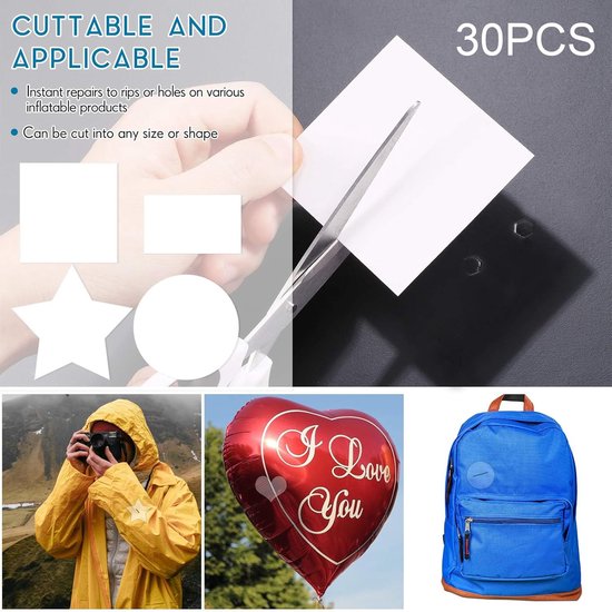 Reparatiestickers - Waterproof Patches - Opblaasbare producten repareren - Transparant en onzichtbaar - 30 stuks - Transparant — afbeelding 2