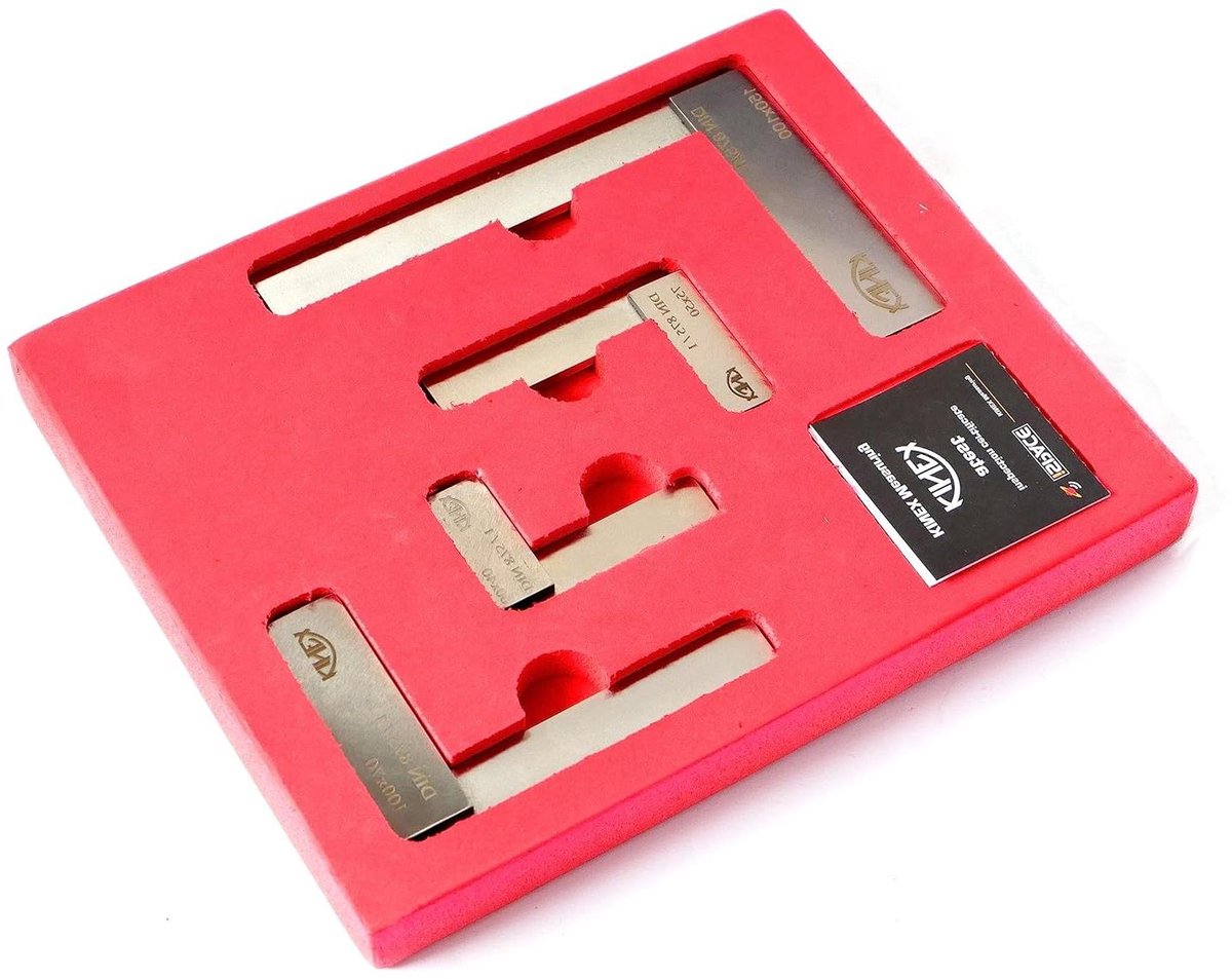 Vierkante Liniaalset - Meetinstrumenten Set - Nauwkeurig Meten - DIN 875 Klasse 1 - Tot 150mm - Grijs
