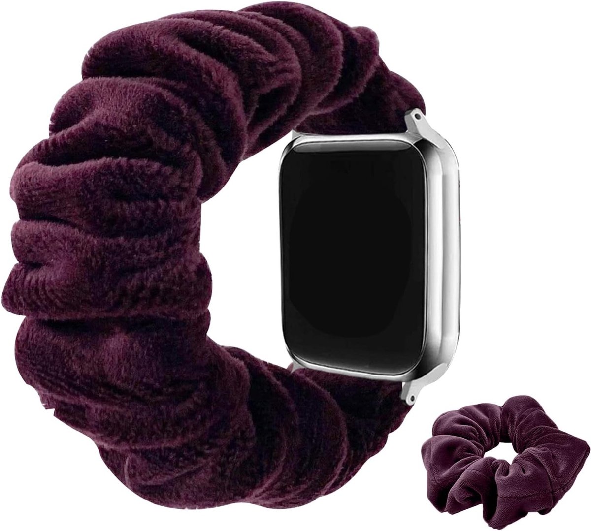 Pluche Vervangingsarmband voor Smartwatch, Compatibel met Diverse Apple Watch Series, Scrunchie en Armbanden in Rood (42mm/44mm/45mm/49mm)