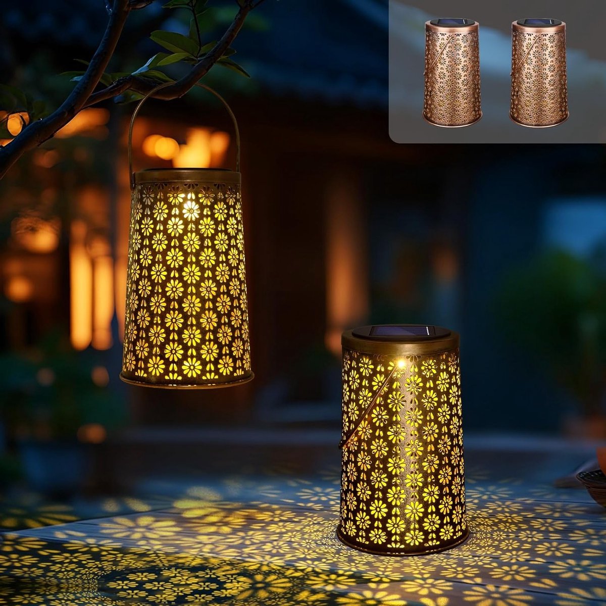 2 Pack Zonne-lantaarns voor Buiten - Tuin Decoratie, Verjaardagscadeau voor Vrouwen, Moeders en Grootmoeders - Waterdichte LED Lichten voor Tuin en Terras
