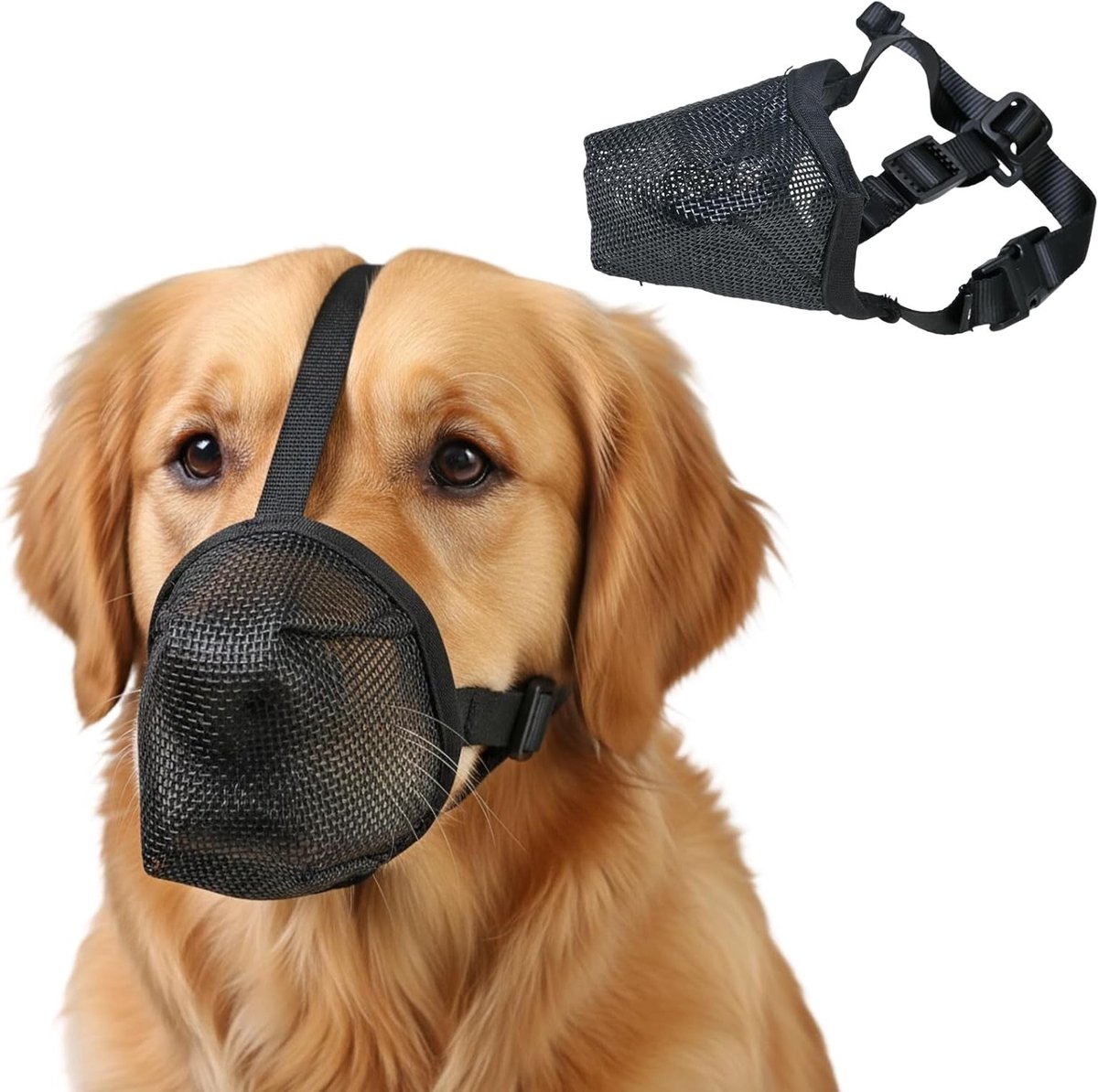 Verstelbare en Ademend Hondenmuilkorf voor Kleine Honden, Antiknaaghalsband, Maat S, Ideaal voor Kleine Rassen en Training