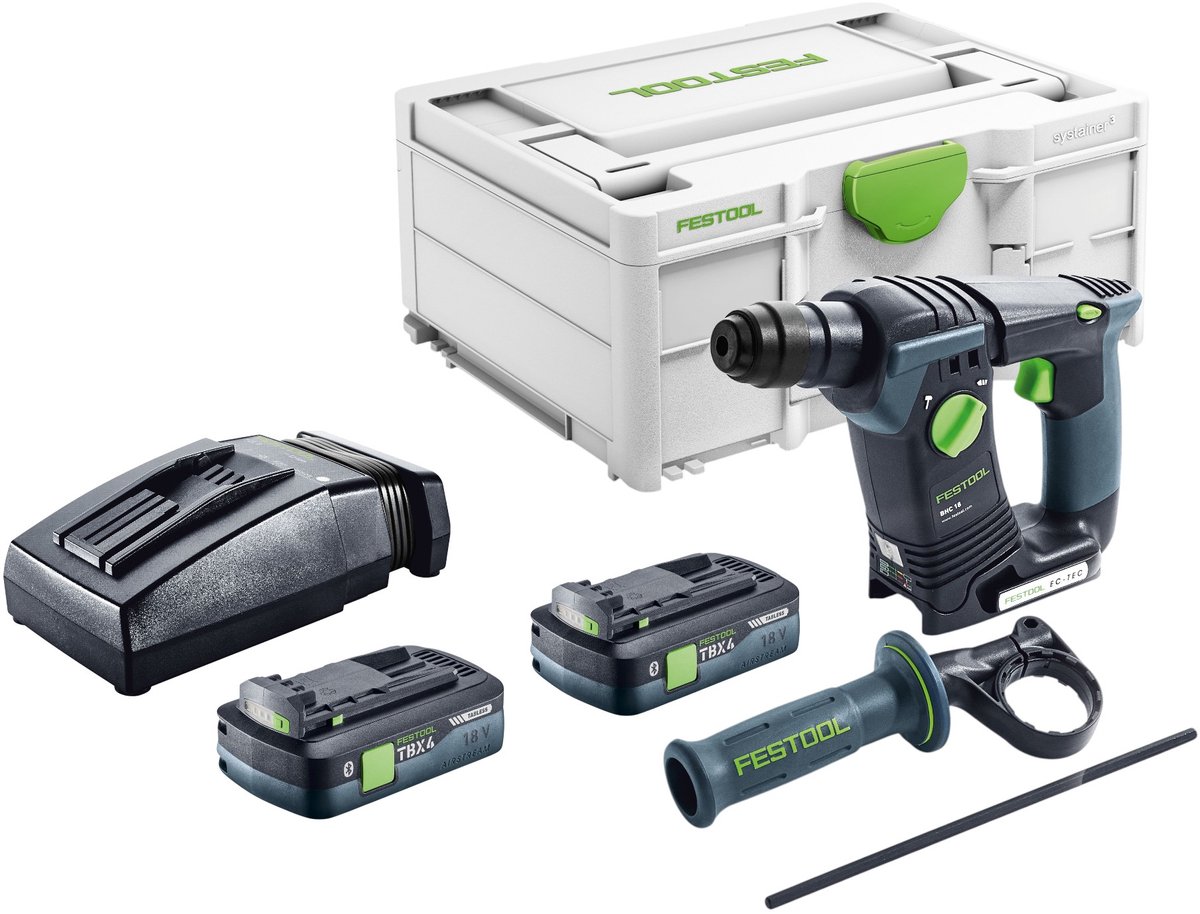 Festool BHC 18-Basic accuklopboormachine 18 V 1,8 J SDS Plus Brushless + 2x accu 4.0 Ah + lader + systainer