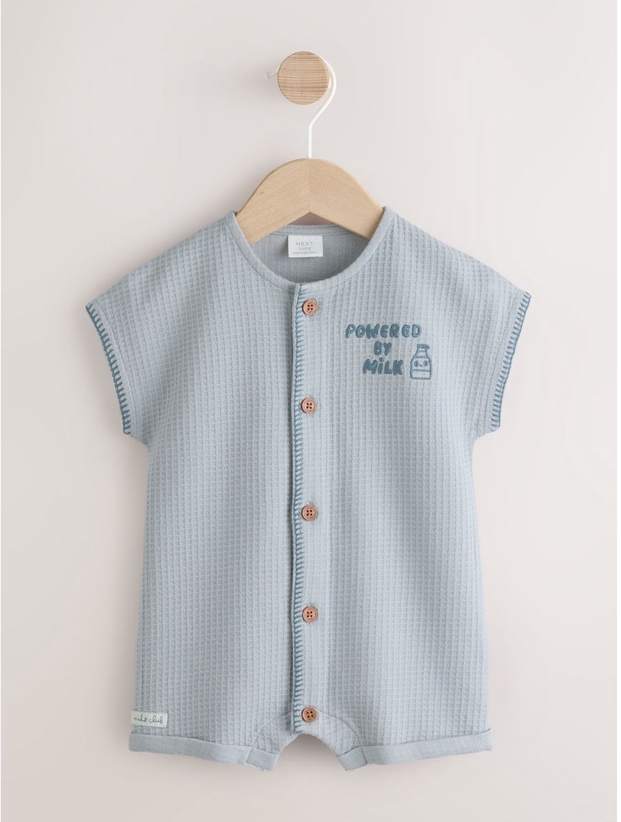Next - Jongens - Babyrompertje van jersey wafelstof - Blauw
