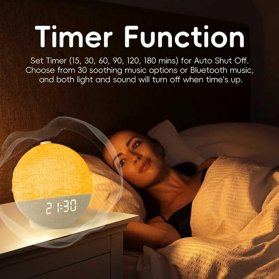 Sunrise Wekker - Weklicht Geluidsmachine - Rustig Wakker Worden - Simuleert Zonsopgang - 14 x 3.81 x 16 cm - Wit van Merkloos — afbeelding 3