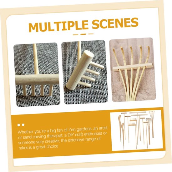 12-delige mini bamboe harkjesset voor tuindecoratie en meditatie van Merkloos	 — afbeelding 2