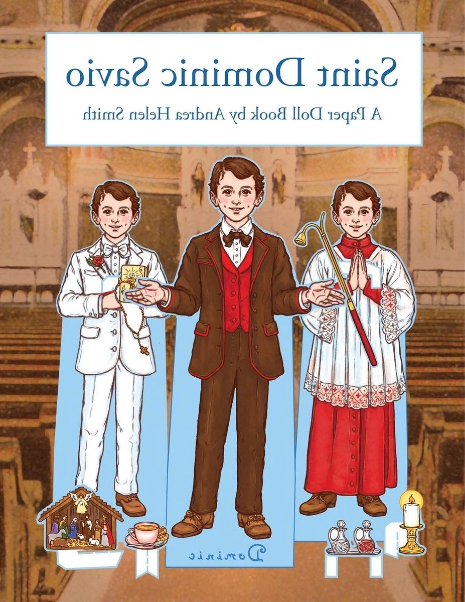 Sint Dominicus Savio Boek - Papieren Poppenboek - Religieuze Educatie - Inclusief 40+ Accessoires - 21.59 x 27.94 cm