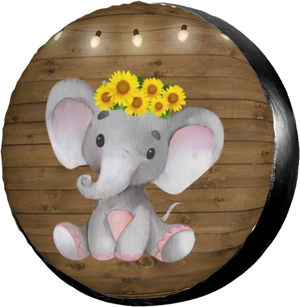 Reservewielhoes - Bandenhoes Bandenbeschermer - Voertuig Beschermen - Uniek Bedrukt Ontwerp - 23-32 inch - Zonnebloem Olifant