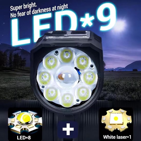 Fietsverlichting Set - Koplamp Achterlicht - Nachtritten Veilig - Extreem Helder - 20 Meter Bereik - Zwart — afbeelding 4
