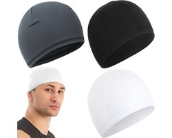 Skull Caps - Helmvoering Durag - Sporten Zweetabsorptie - Ademend Materiaal - 3 stuks - Zwart
