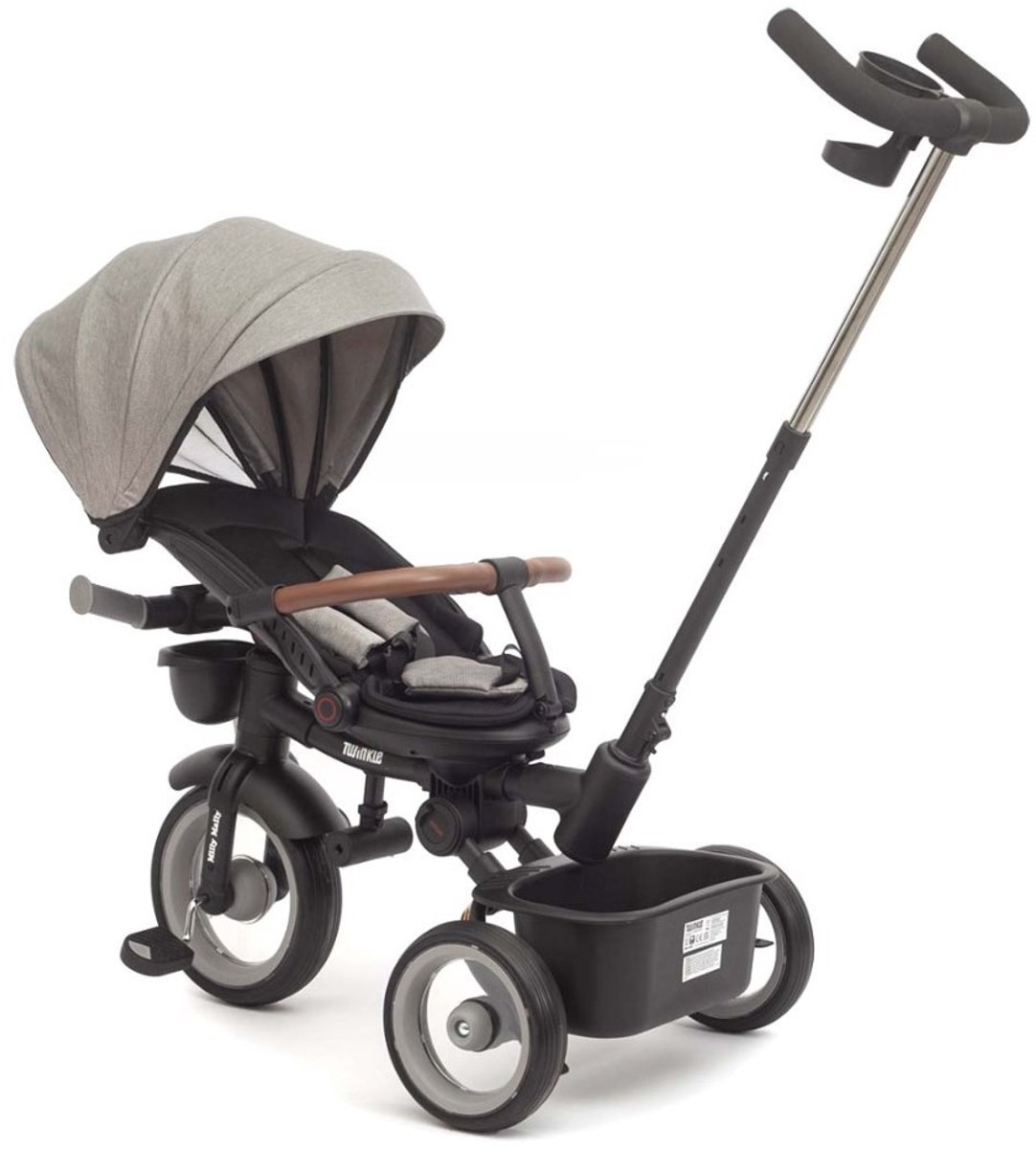 Milly Mally - Driewieler - Twinkle grijs staal met 180° draaibare zitting - kinderfiets - peuterdriewieler - opvouwbaar - ledverlichting