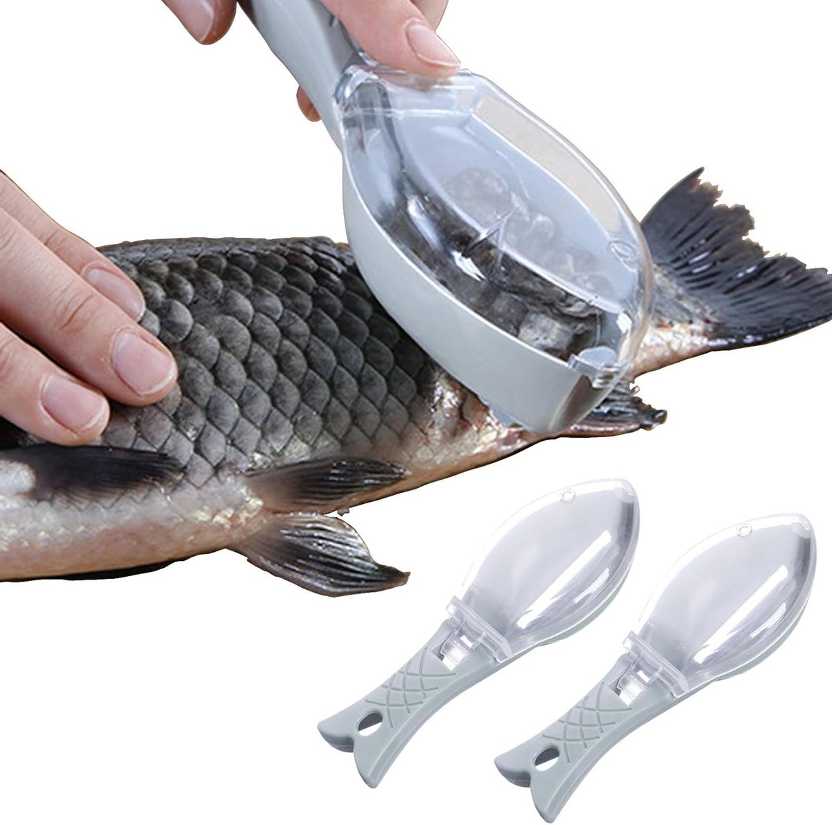 Set van 2 Plastic Schubbenverwijderaars met Transparante Deksel voor Thuis, Keuken en Restaurant - Ideaal voor Visbereiding, Keukenaccessoires en Schubbenverwijdering