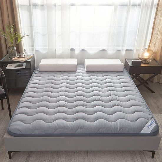 Japanse Vloermatras - Futon Matras Topper - Comfortabel Slapen - Opvouwbaar en Draagbaar - 120x200cm - Grijs — afbeelding 5