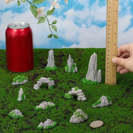 12 Stuks Kleine Tuinornamenten van Hars - Mini Zen Tuin Decoratie voor Bonsai, Aquarium en Tafelopstelling — afbeelding 2