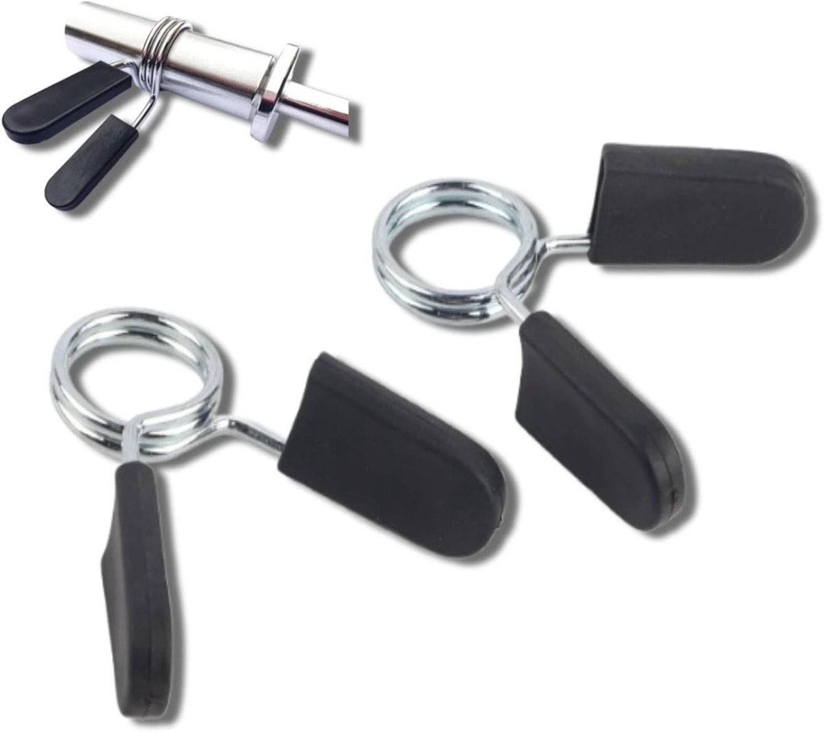 Set van 2 Veergewicht Klemmen voor Olympische Stangen en Dumbbells - Stabiele en Duurzame Metalen Klemmen voor Gewichtstraining en Fitness