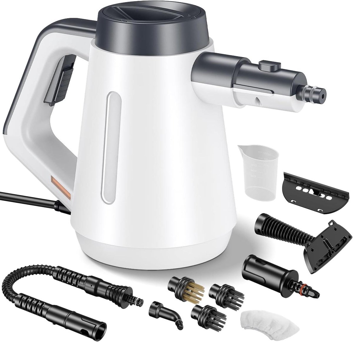Handstoomreiniger - Draagbare stoomboot - Thuis reinigen - 10 accessoires - 1200 watt - Wit