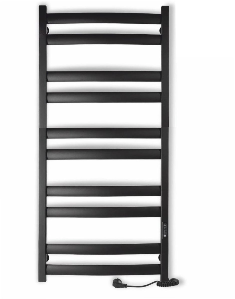 Elektrische handdoekradiator ATLANT 500x1200 met ECO-timer, 300W, Zwart