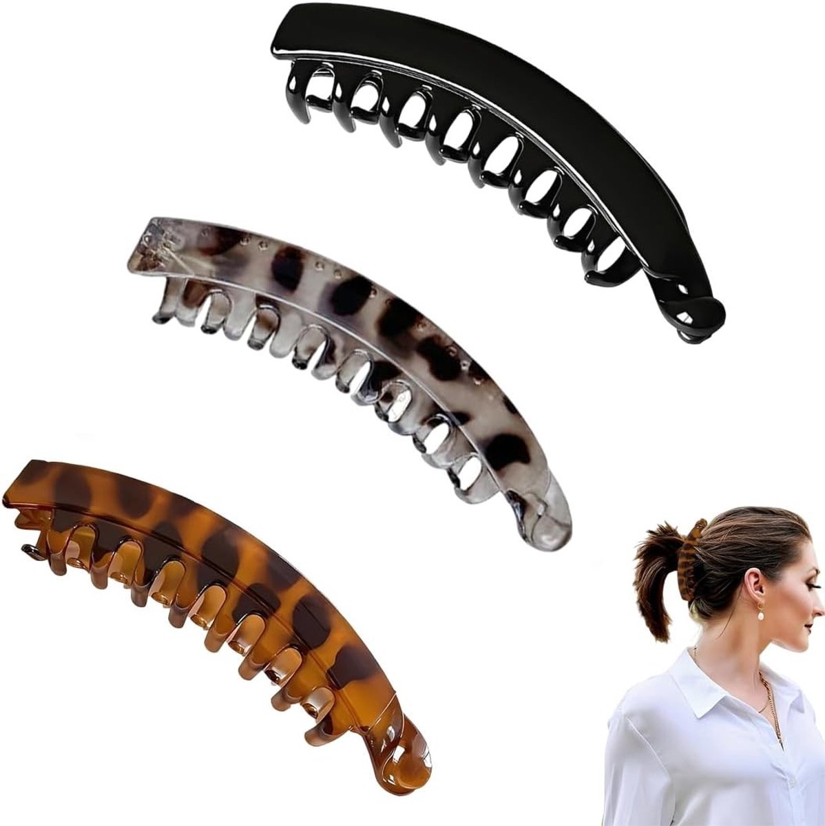 Grote Haarspelden voor Dikke Haarstijlen, Non-Slip Ponytail Holders, Ideaal voor Vrouwen en Meisjes