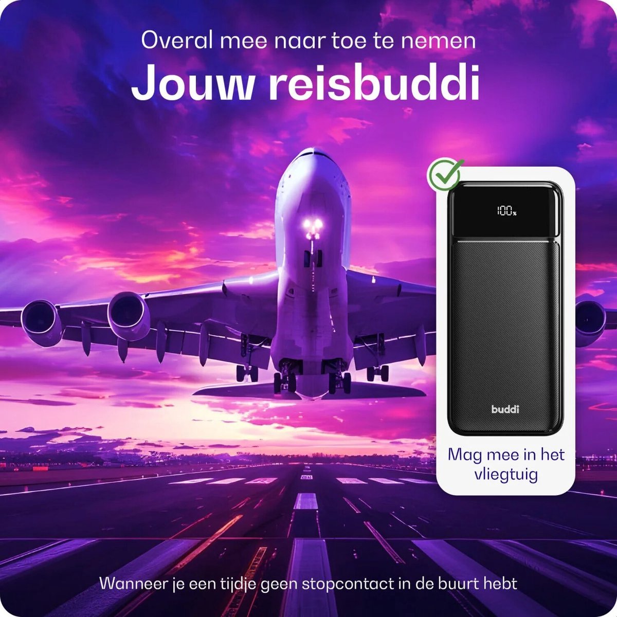 Buddi Boost - 10.000 mAh Powerbank - Reisformaat - LED Display - USB-A - USB-C Snelladen - Universele Draagbare Oplader voor Telefoon & Tablet - Noodpakket - Ideaal voor Handbagage - Zwart – foto 3
