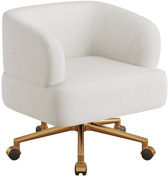 Bureaustoel Make-upstoel Recreatieve stoel Zachte huidvriendelijke bekleding 360° draaibaar Modern minimalistische stijl Eenvoudig te monteren Stevig en duurzaam frame Geschikt voor slaapkamer, woonkamer en kantoor 71x60x71cm Beige
