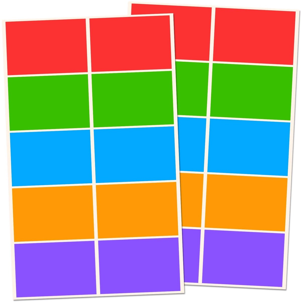 250 Kleurige Zelfklevende Stickers Labels - 75 x 50 mm - 5 Kleuren