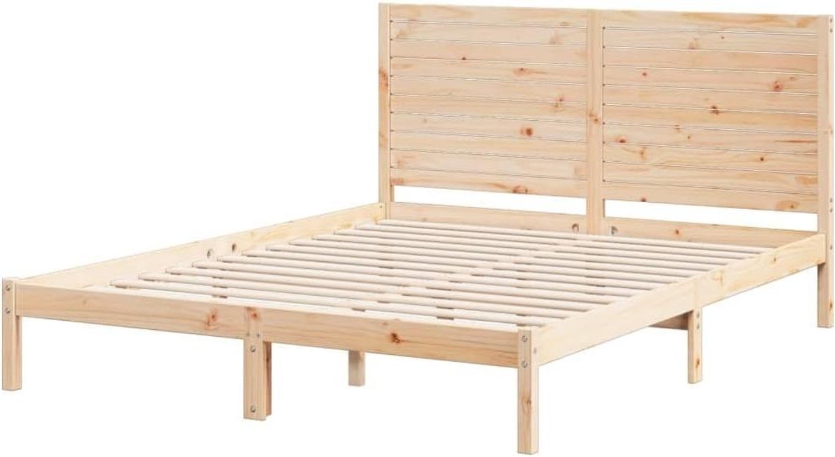 Bedframe Massief Hout - Houten Bed - Goede Nachtrust - Extra Lang - 140 x 210 cm - Naturel