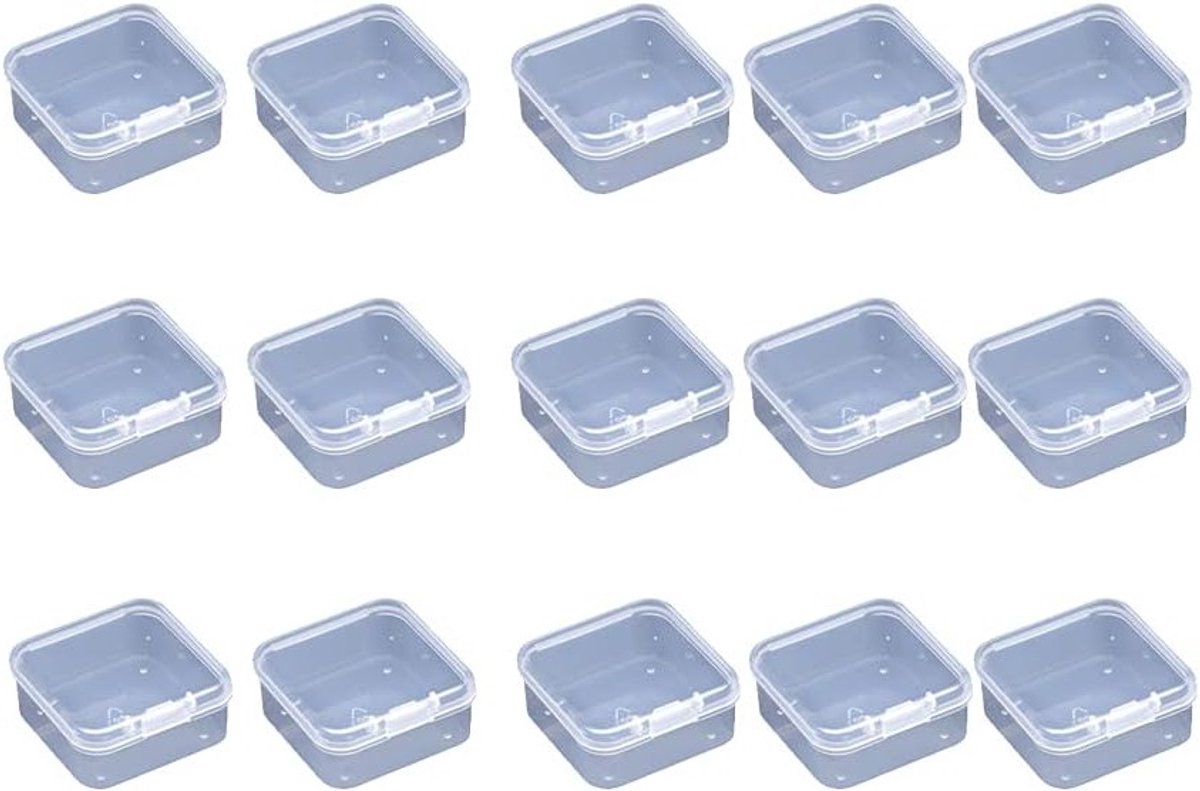 15 Stuks Mini Plastic Opbergdozen met Deksel, Duidelijke Kleine Opbergcontainers voor Kralen, Knutselspullen en Sieraden, Compact en Handig (4.3x4.2cm)