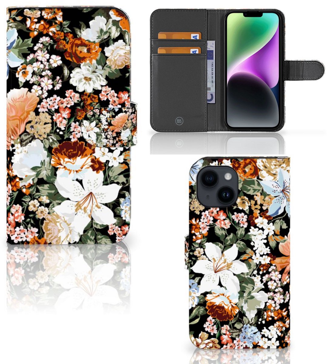 Hoesje voor iPhone 15 Dark Flowers