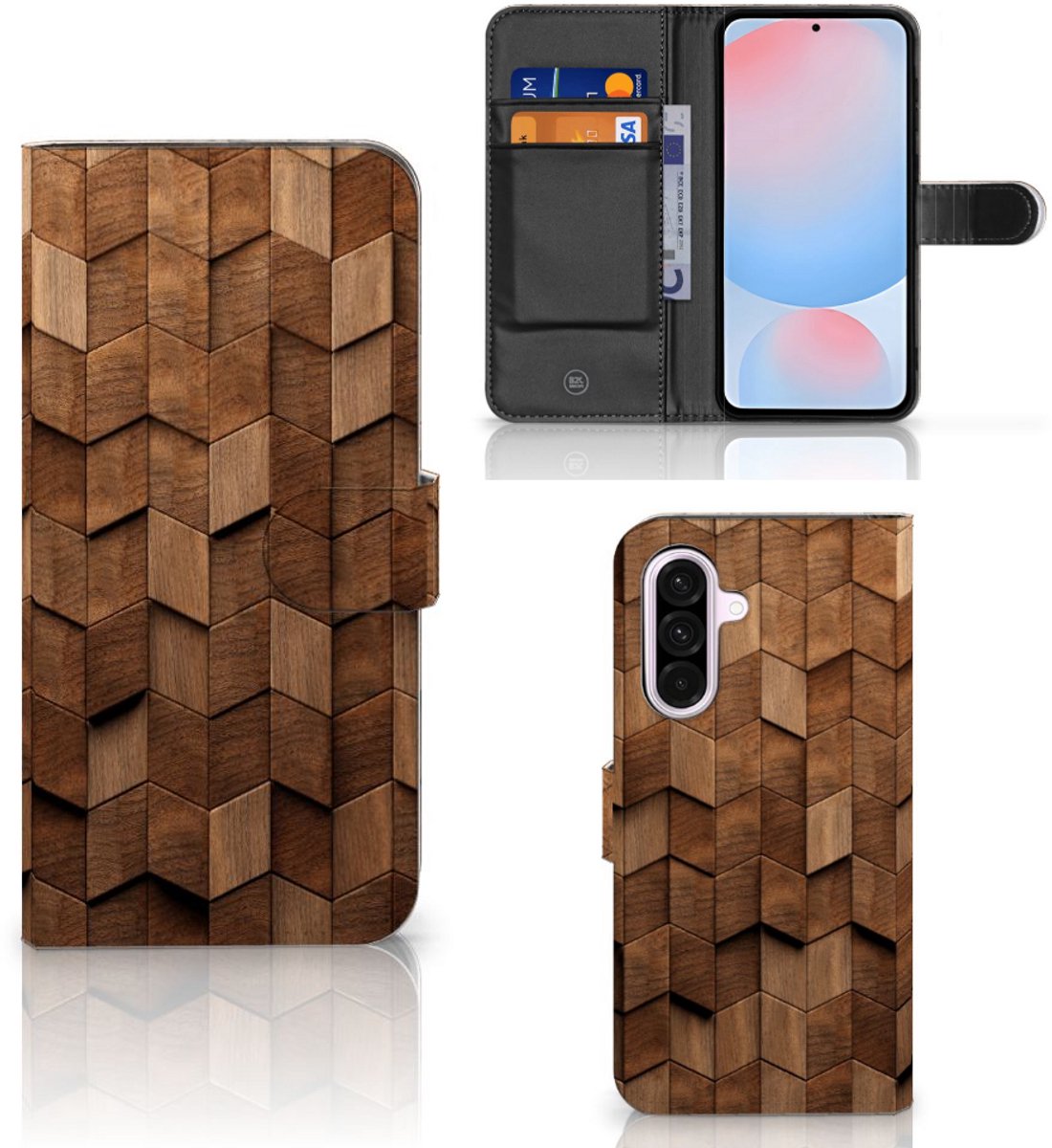 Book Style Case voor Samsung Galaxy A56 Wooden Cubes