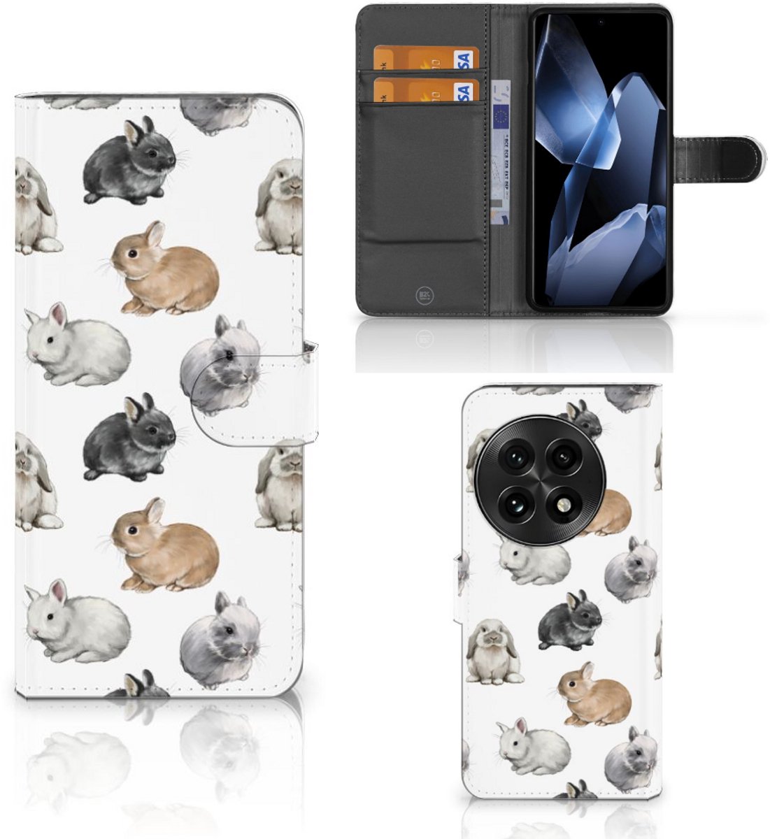 Telefoonhoesje met Pasjes voor OnePlus 13 Konijntjes