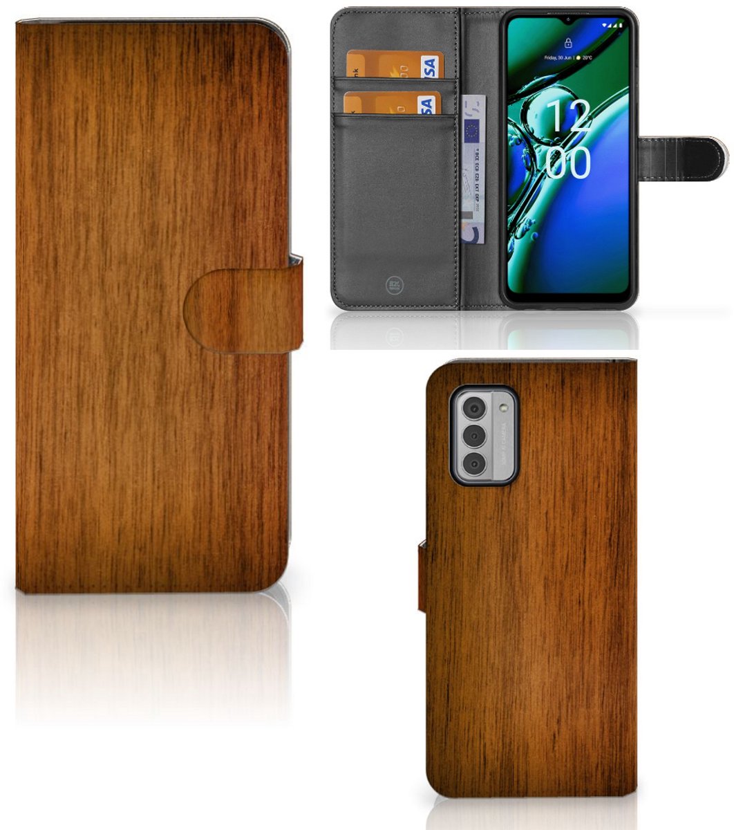 Book Case voor Nokia G42 Book Style Case Donker Hout